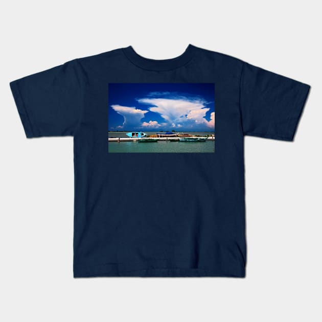 Cloud explosion over Gyra lagoon - Lefkada island Kids T-Shirt by Cretense72